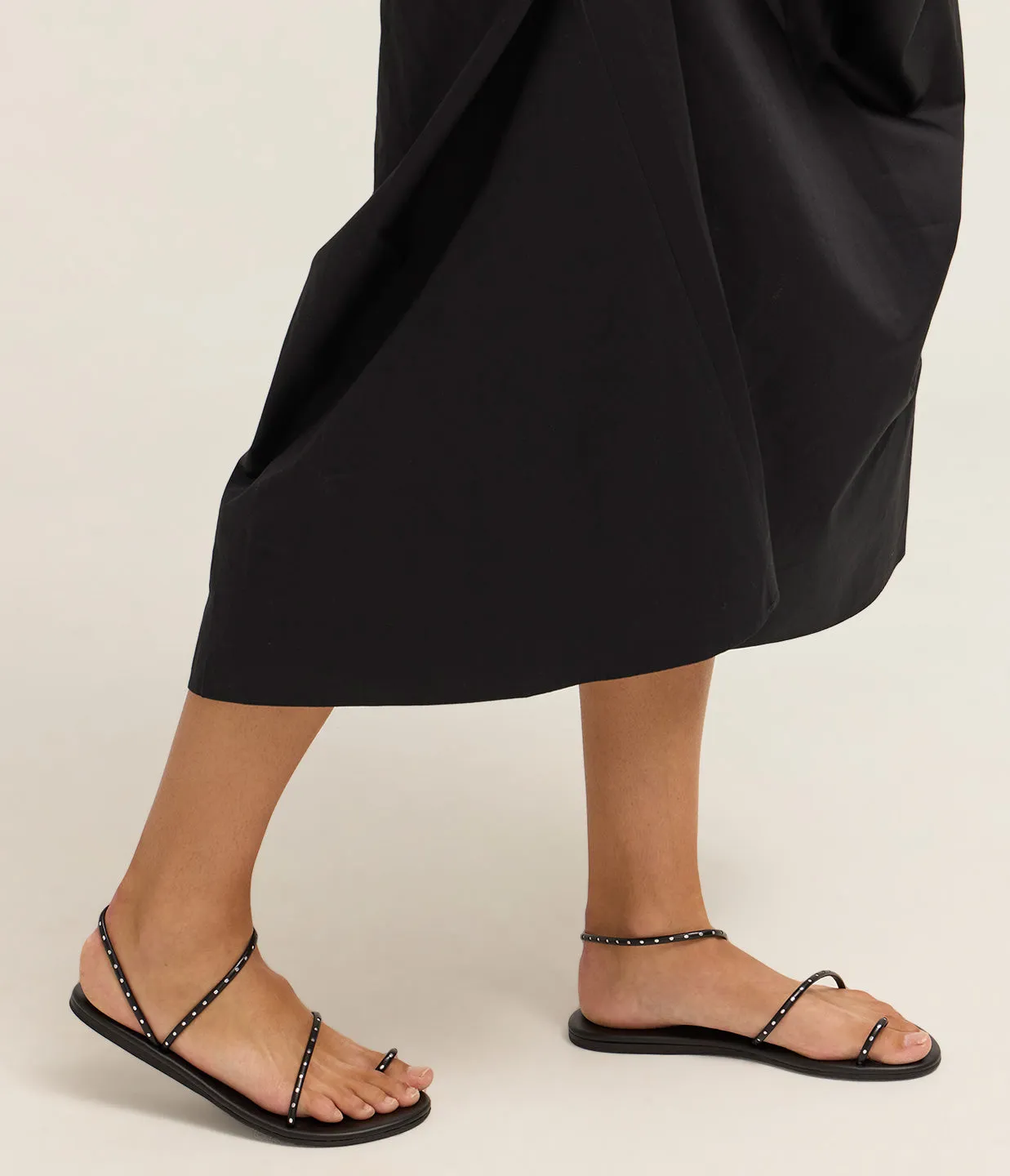 Astro Flat Sandal in Black & Silver