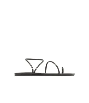 Astro Flat Sandal in Black & Silver