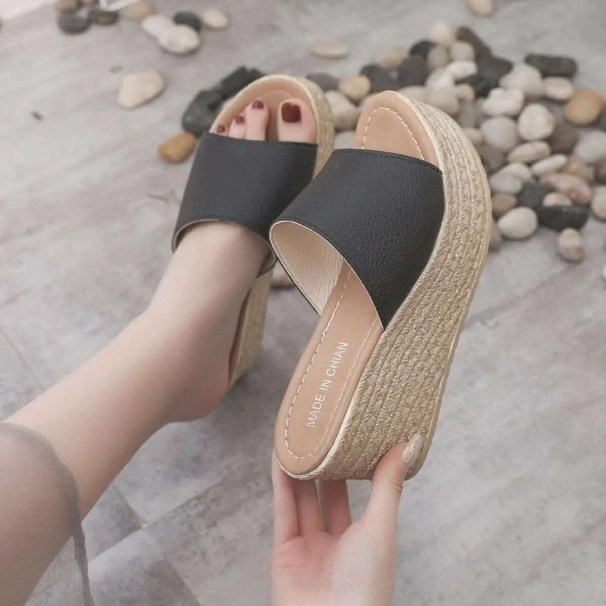 Chic open toe elevated sandals