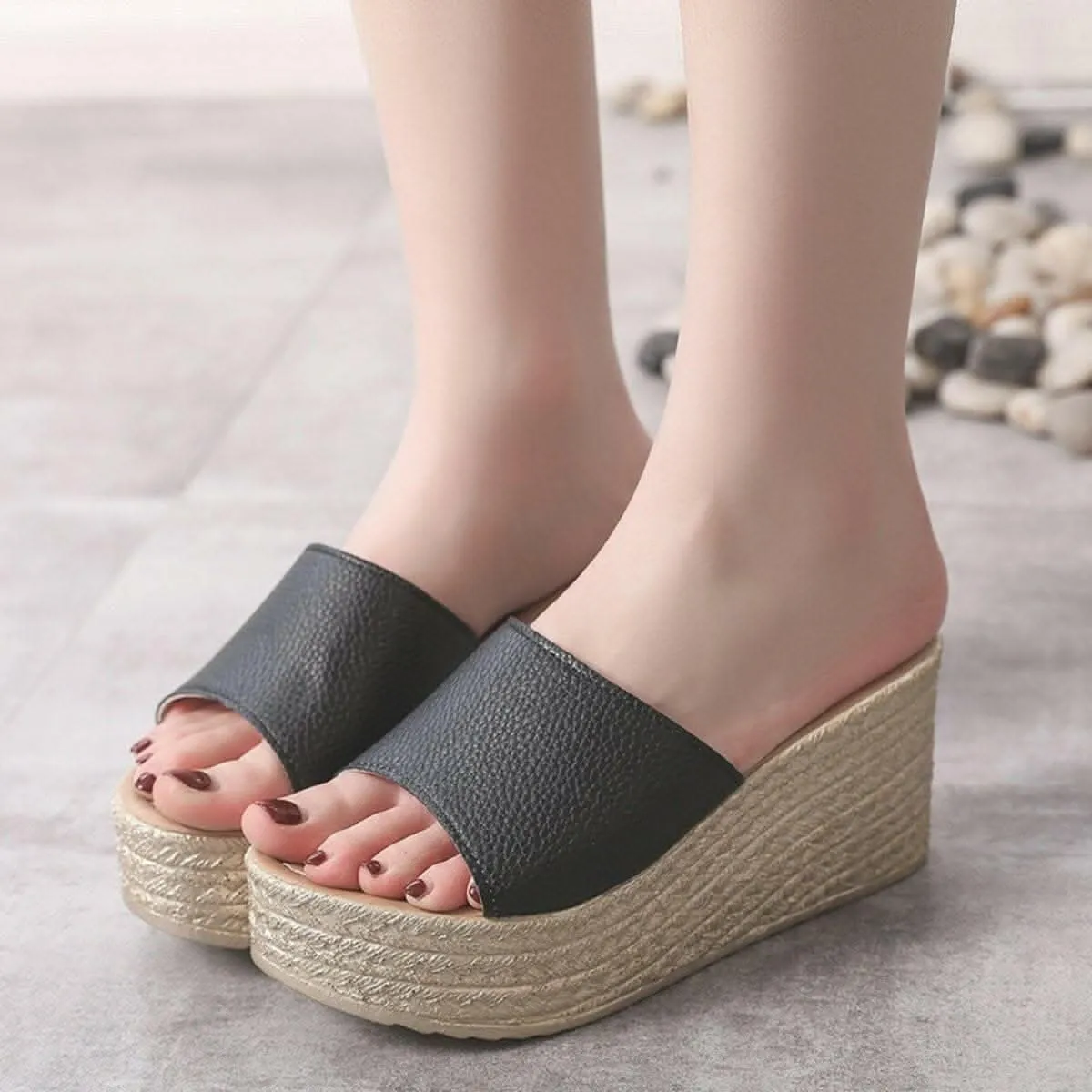 Chic open toe elevated sandals