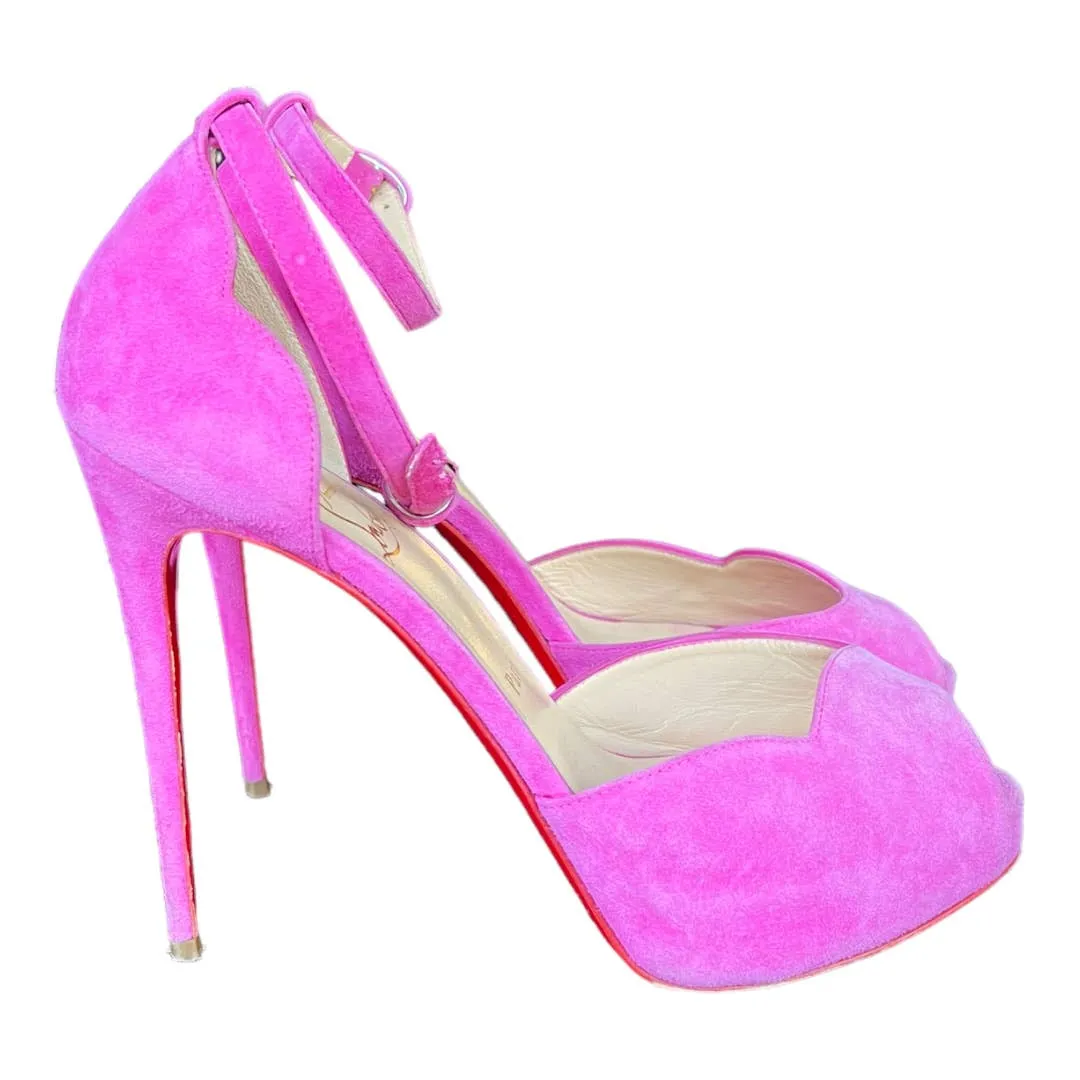 Christian Louboutin Aketata 120 Barbie Pink Suede Heels Shoes Size 39