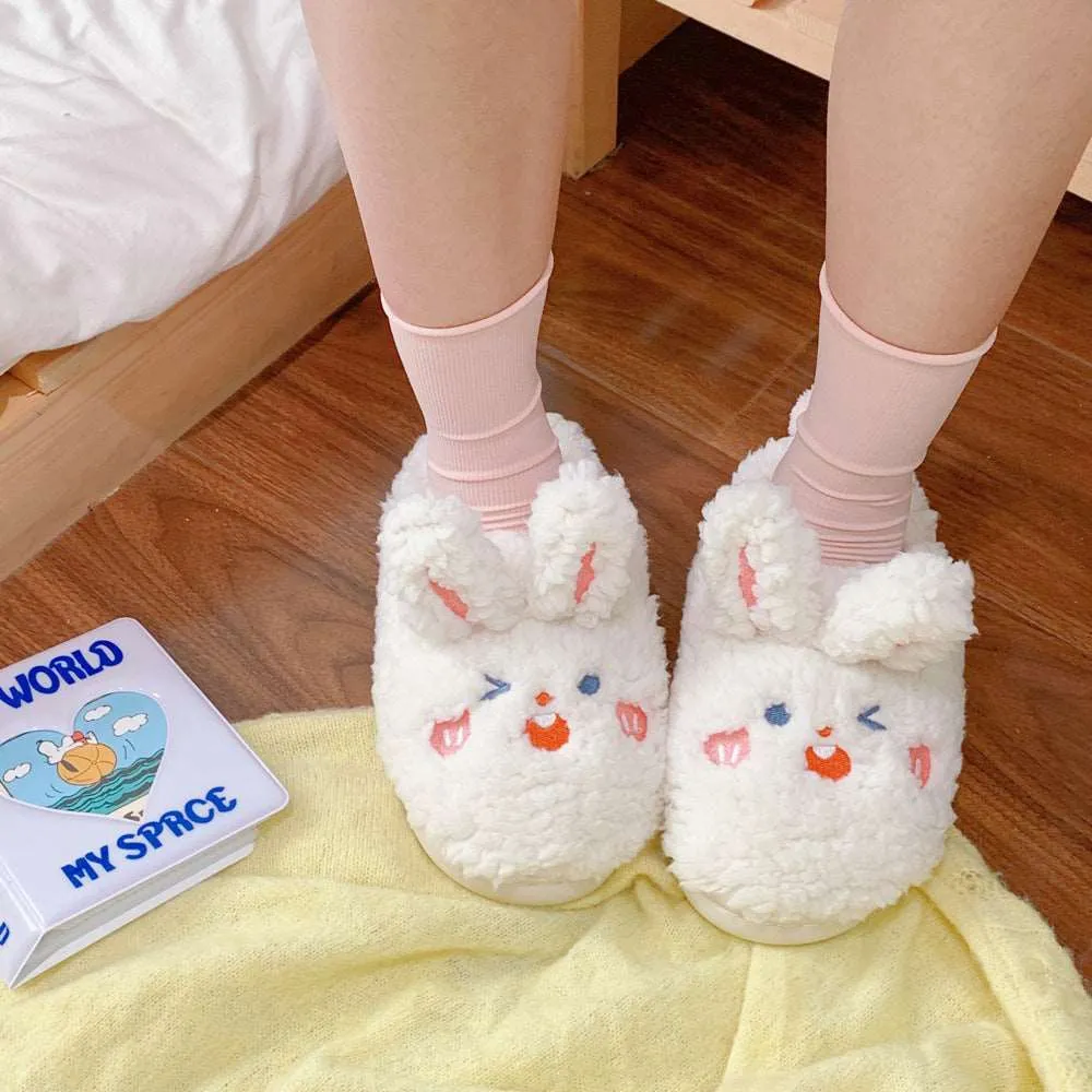 Fluffy Bunny & Bear Plush Slippers