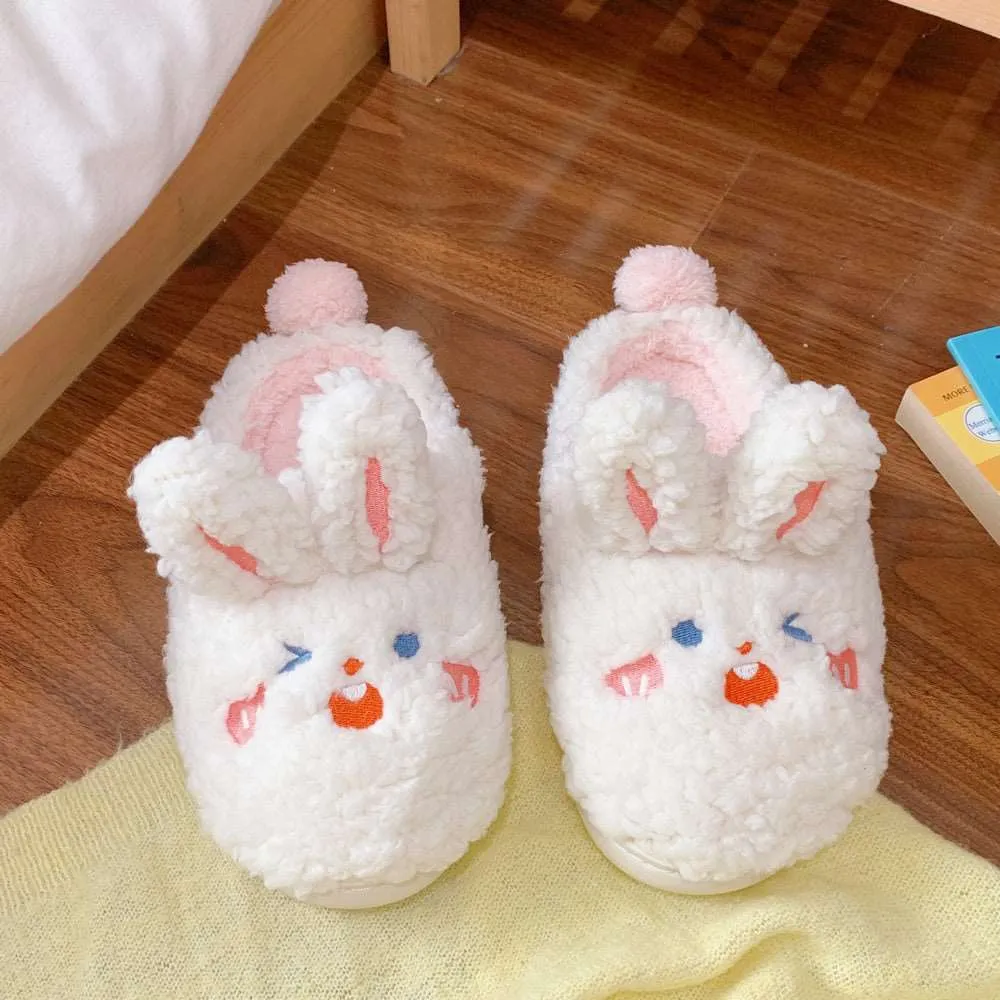 Fluffy Bunny & Bear Plush Slippers