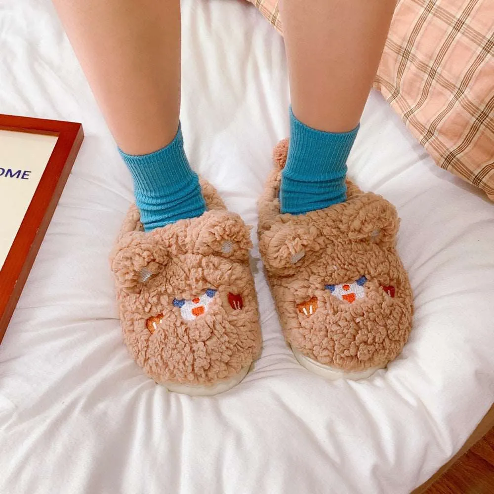 Fluffy Bunny & Bear Plush Slippers