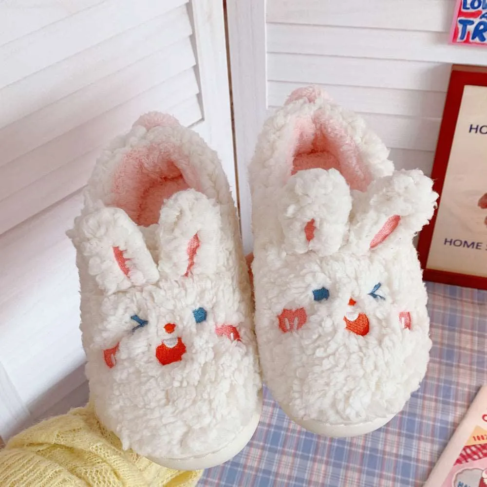 Fluffy Bunny & Bear Plush Slippers