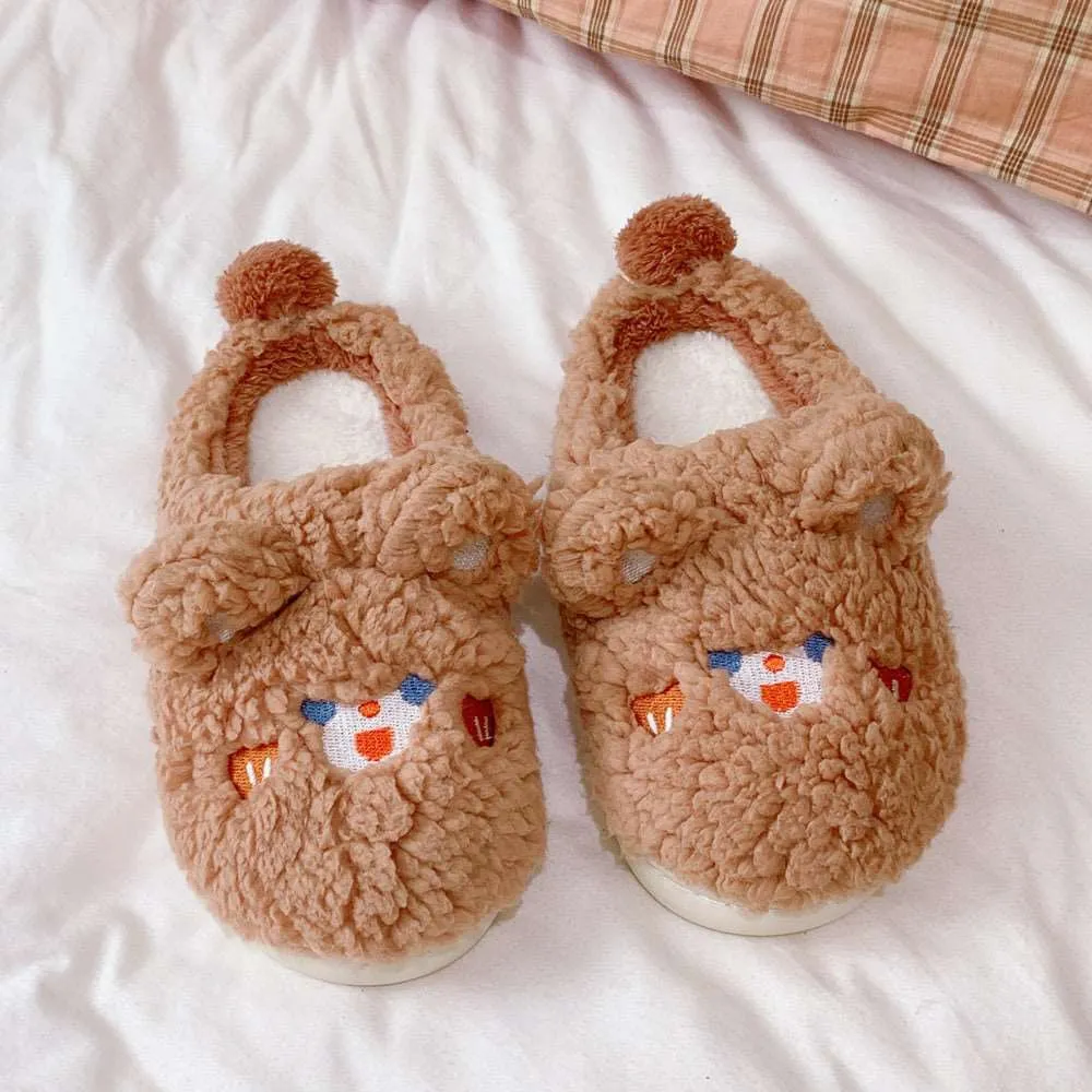 Fluffy Bunny & Bear Plush Slippers