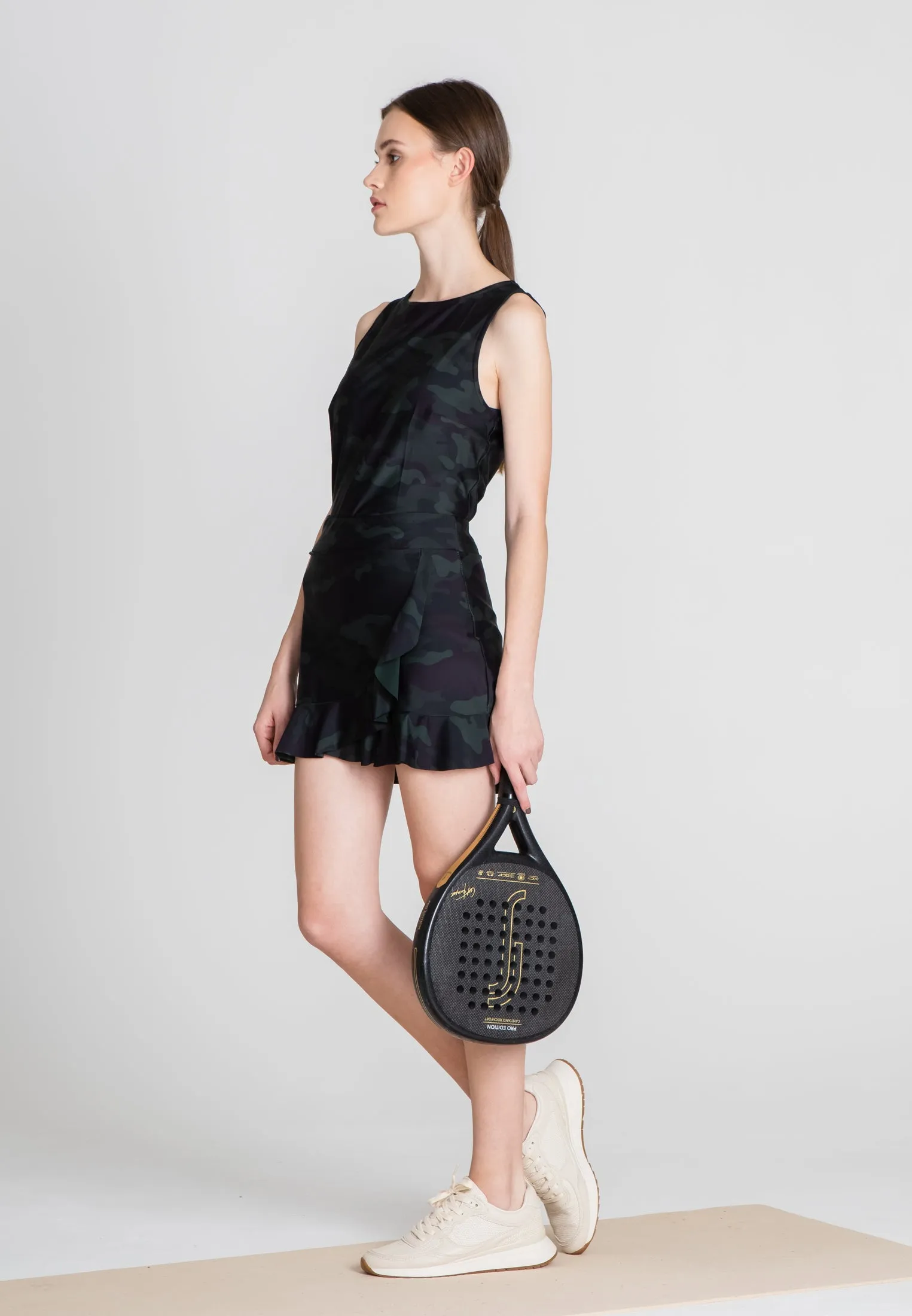 The Flounce Tennis Skirt - Green Camo