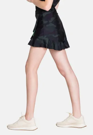 The Flounce Tennis Skirt - Green Camo