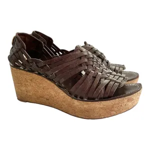 Tory Burch Kiliam Leather Woven Sandals Size 7.5 Brown